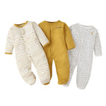 Load image into Gallery viewer, Newborn Baby Boy Girl Infant 3-Pack Onesie Autumn Winter Snug Fit Footed Cotton Pajamas For 0-12 Months
