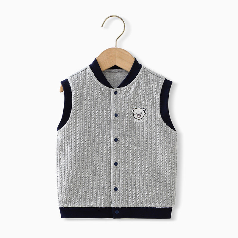 BabeDear Baby Girl Boy Warm Jacket Cotton Vest, Unisex Infant Toddler Knitted Vest