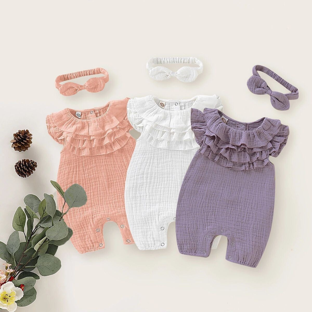 Baby Newborn Girls Romper Sleeveless Bodysuits 2-pack Outfits