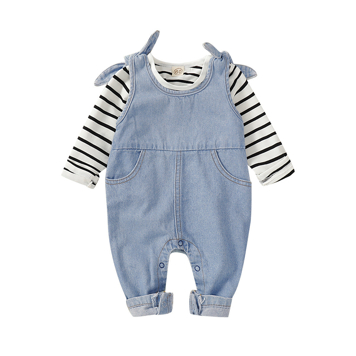 Baby Toddler Girls Fashion Striped T-shirt Jumpsuit 2 Packs Outfit