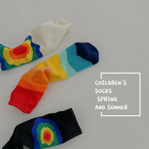 Boys Grils Rainbow Free Size Mid-calf Socks 3-pack