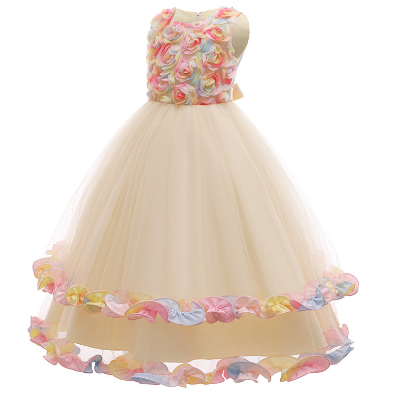 BabeDear Girls Flower Dress Formal Wedding Bridesmaid Party Christening Dress Princess Lace Dress for Kids