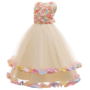BabeDear Girls Flower Dress Formal Wedding Bridesmaid Party Christening Dress Princess Lace Dress for Kids
