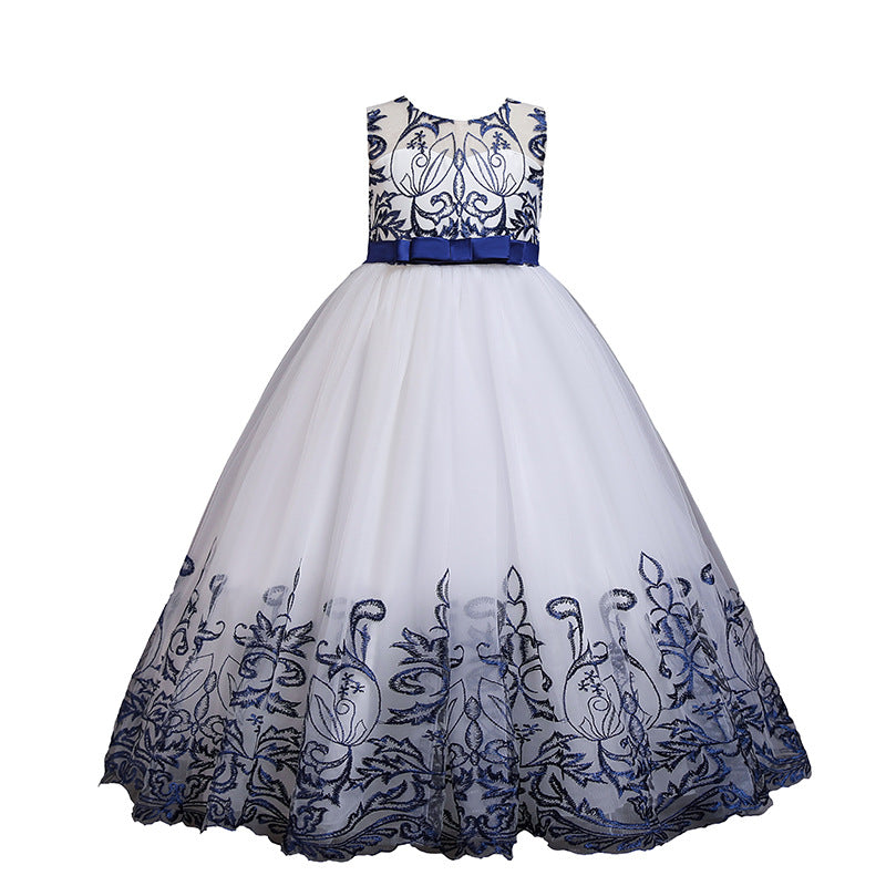 BabeDear Girls Pageant Ball Gowns Kids Chiffon Embroidered Wedding Party Dress