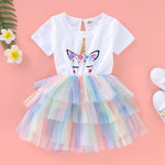 Load image into Gallery viewer, Girls Unicorn Printing Princess Dress
