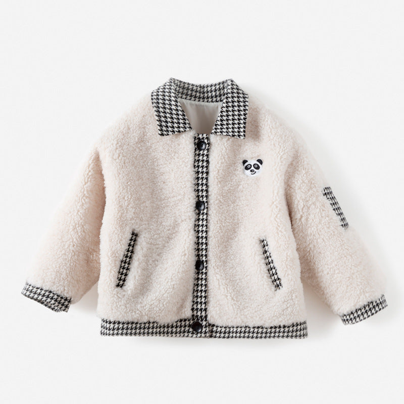 Girls Warm Lamb Fur Coat Jacket