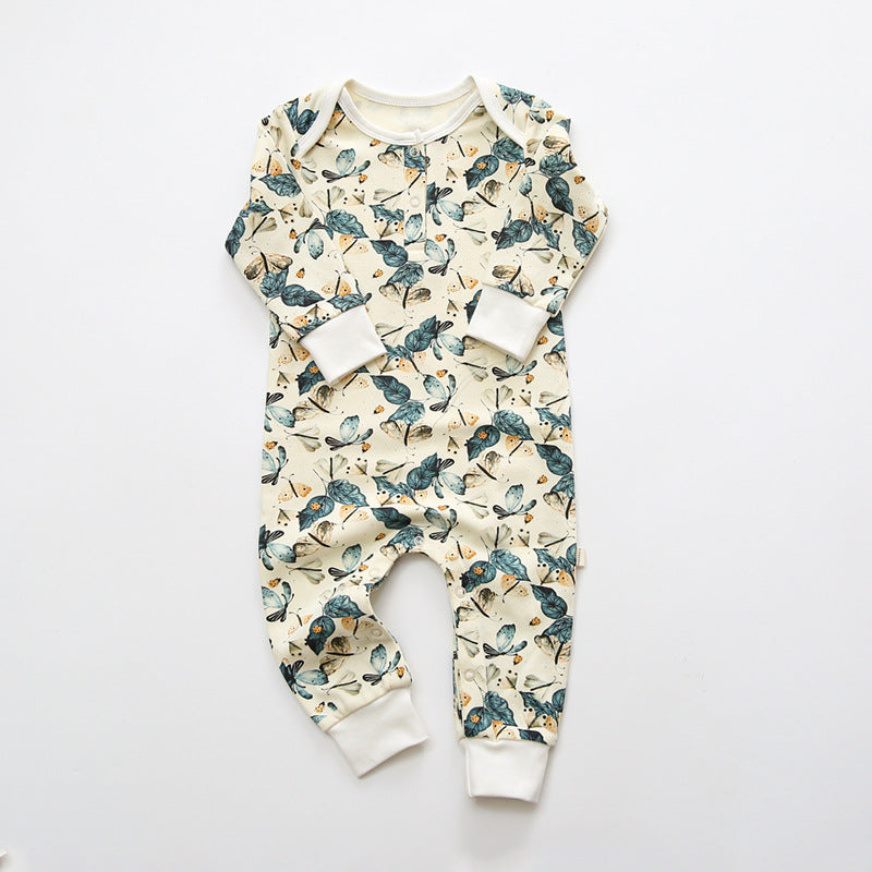 Newborn Baby Long Sleeves Floral Printed Cotton Romper
