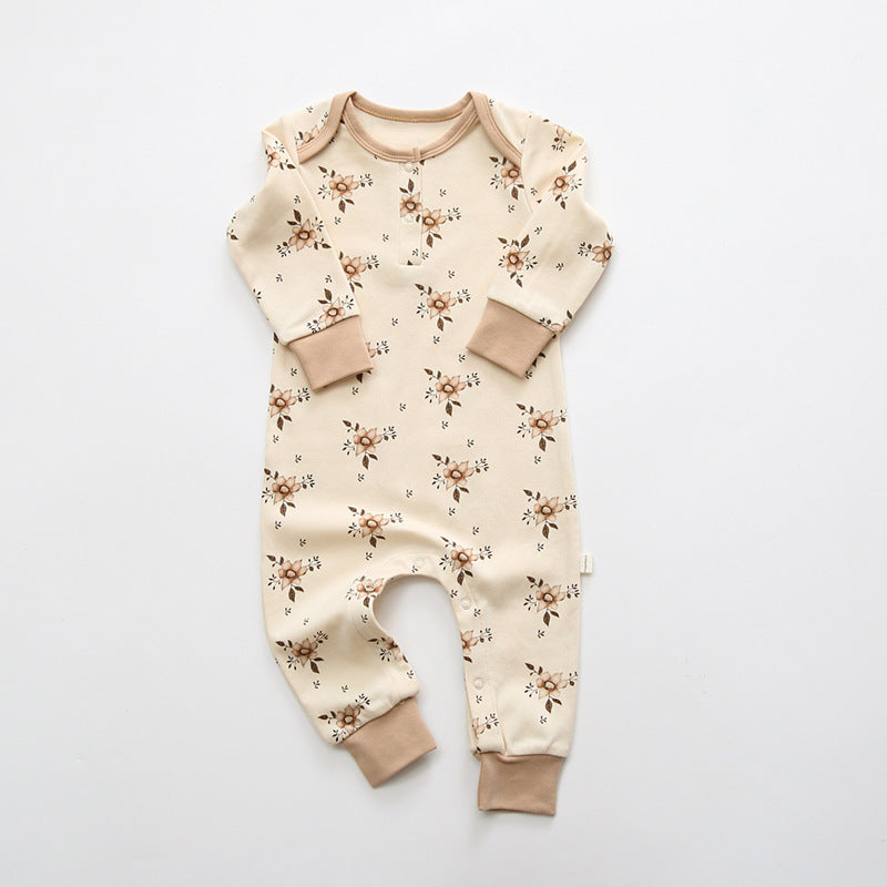 Newborn Baby Long Sleeves Floral Printed Cotton Romper