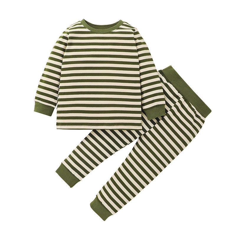 Toddler Baby  Boy Fall and Winter Outfits Solid Color Stripe Long Sleeve Tops Pants Outfits