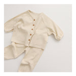 Load image into Gallery viewer, Toddler Boys Girls Thin Cardigan Solid Color Waffle 2 Pieces Set
