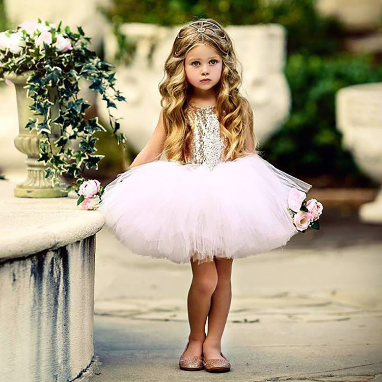 Toddler Baby Girl Pure Color Sleeveless Princess Dress