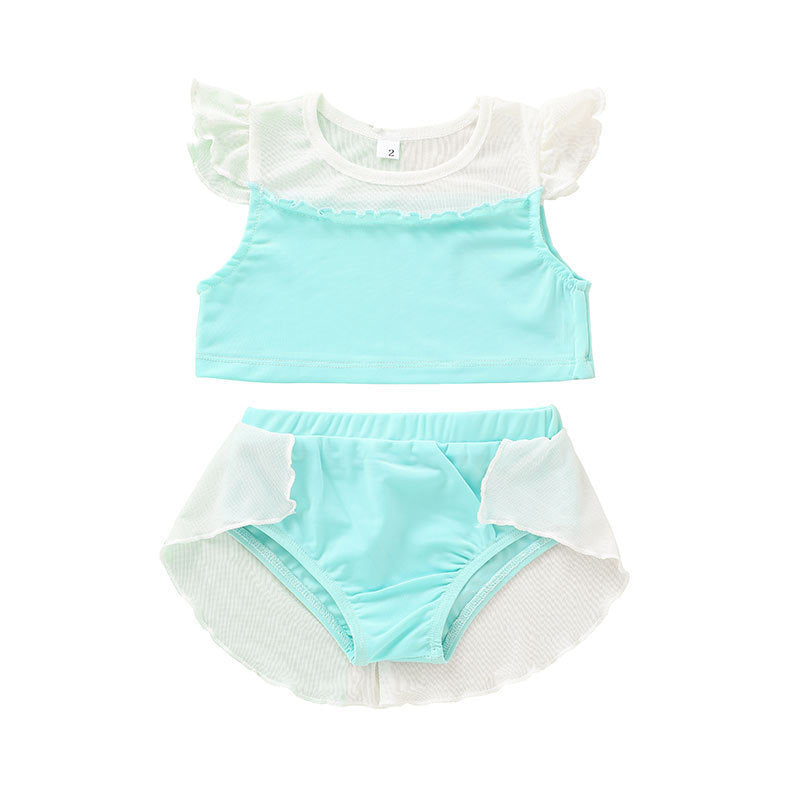 Toddler Girl Ruffled Sleeve 2 Pieces Swimsuit