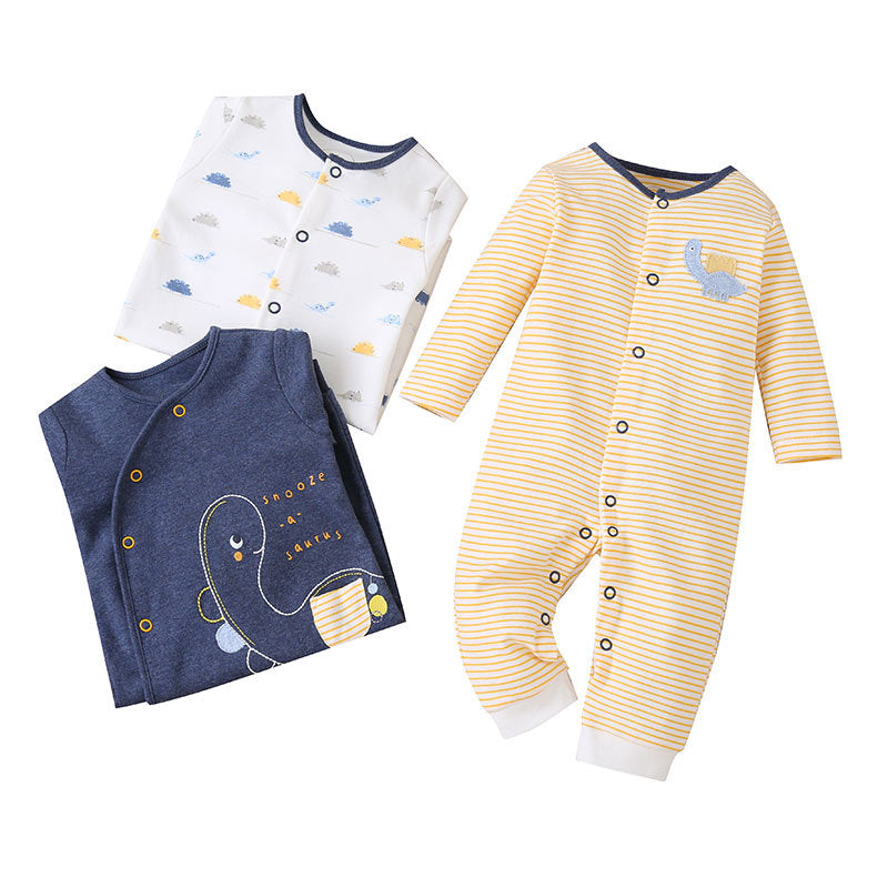 Newborn Unisex Baby Clothes One Piece Outfit, Baby Girl Boy Long Sleeve Jumpsuit One Piece Romper Bodysuit, 3 packs sets